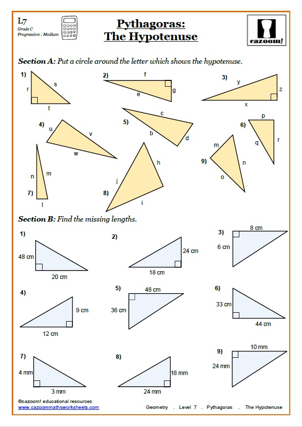 pythagoras worksheets cazoom maths worksheets